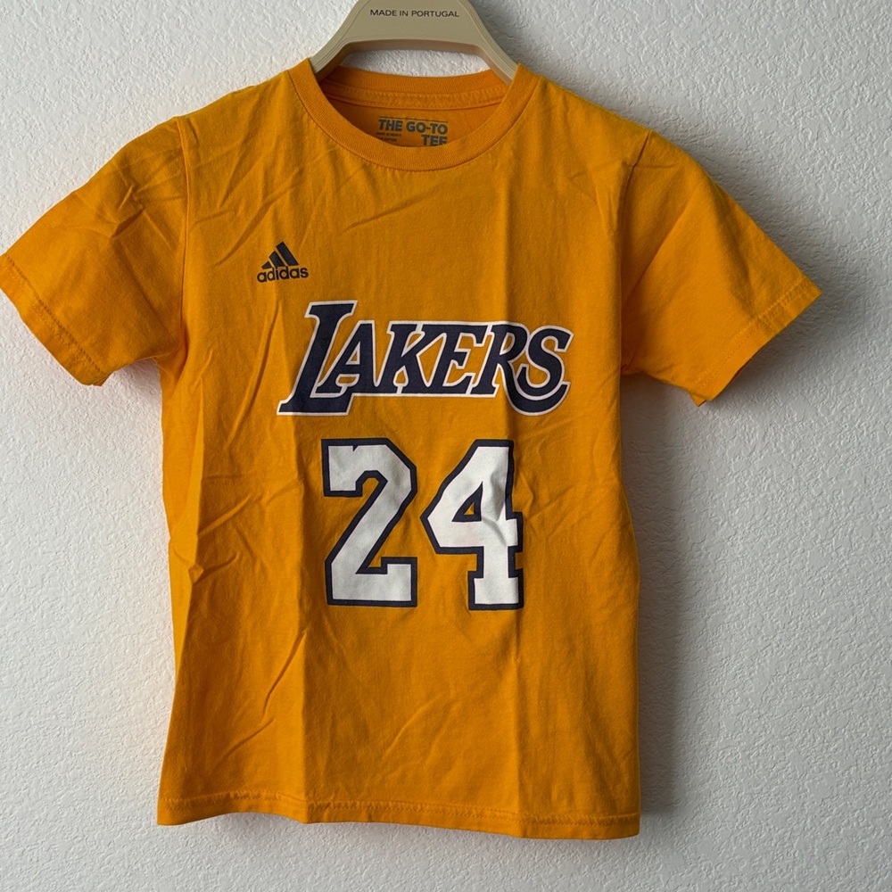 Adidas Kids Gold Lakers Tee 100% Cotton - Picture 1 of 3